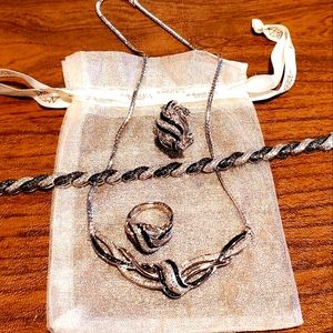 New! 5 Piece Matching Set - Stainless Steel, CZ & Black CZ